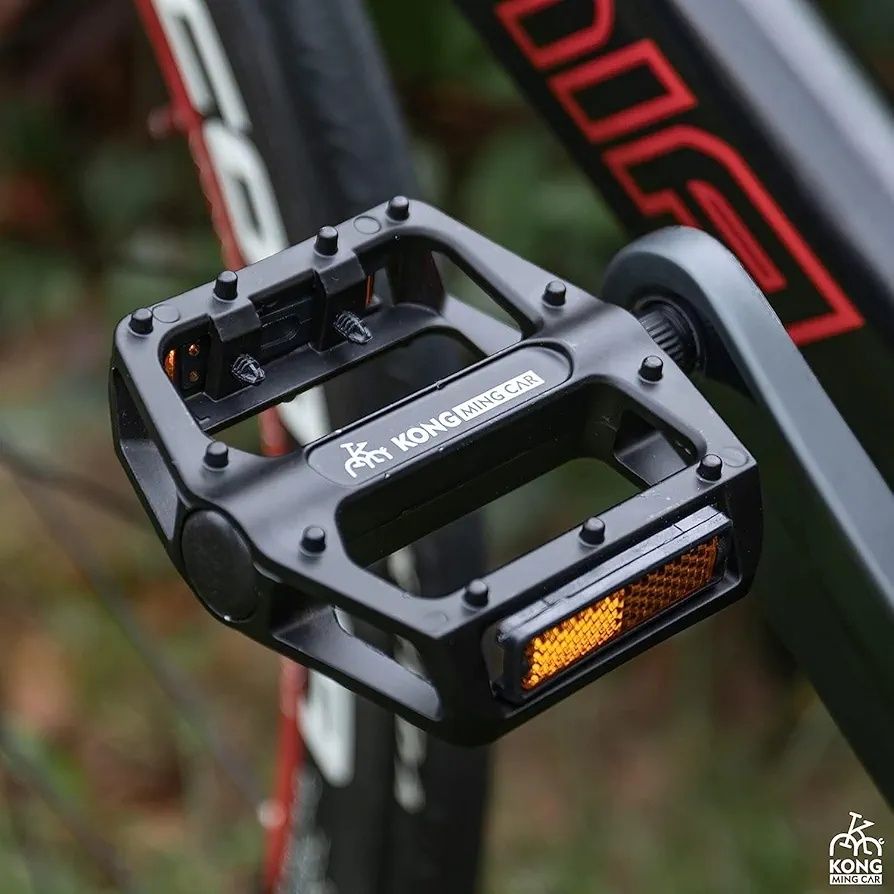 Pedały rowerowe kong ming car do mtb ko-1020 czarne aluminium odblaski