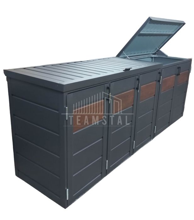Zabudowa koszy na śmieci obudowa kubłów 345x80x120 cm 5x240L TS608