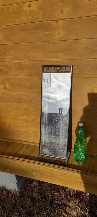 Lustro duże Vintage w czarnej metalowej ramie Retro PRL
