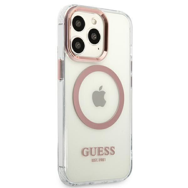 Etui Guess do iPhone'a 13 Pro / 13, 6.1" - Różowe Metalowe Magsafe