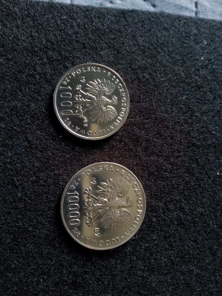 Jan Paweł II 1987 r 10000 zł 1980 r 1000 zł