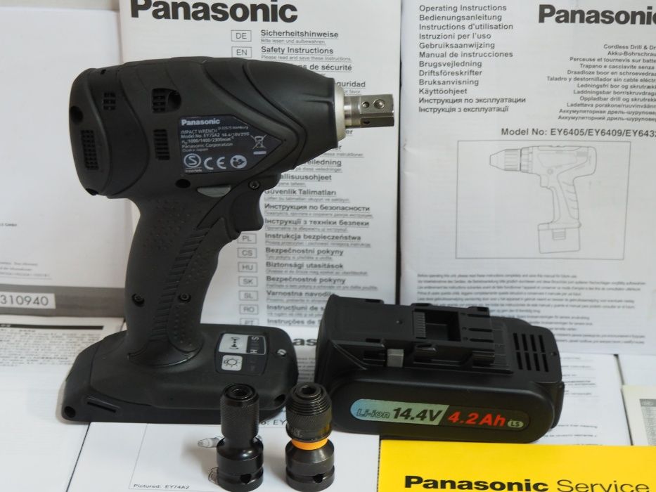 PANASONIC EY 75 A2 klucz udarowy bateria 14,4v 4,2ah -18v adapter bity