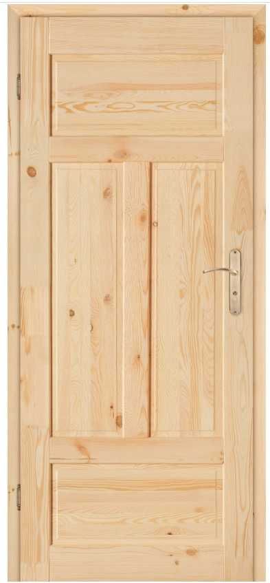 Drzwi drewniane sosnowe surowe 80 prawe