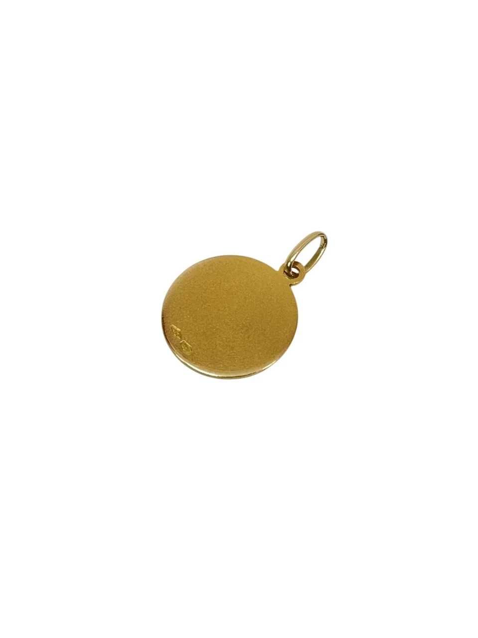 Złota Zawieszka Matka Boska Okrągła 750 2,57 G Średnica 16 Mm