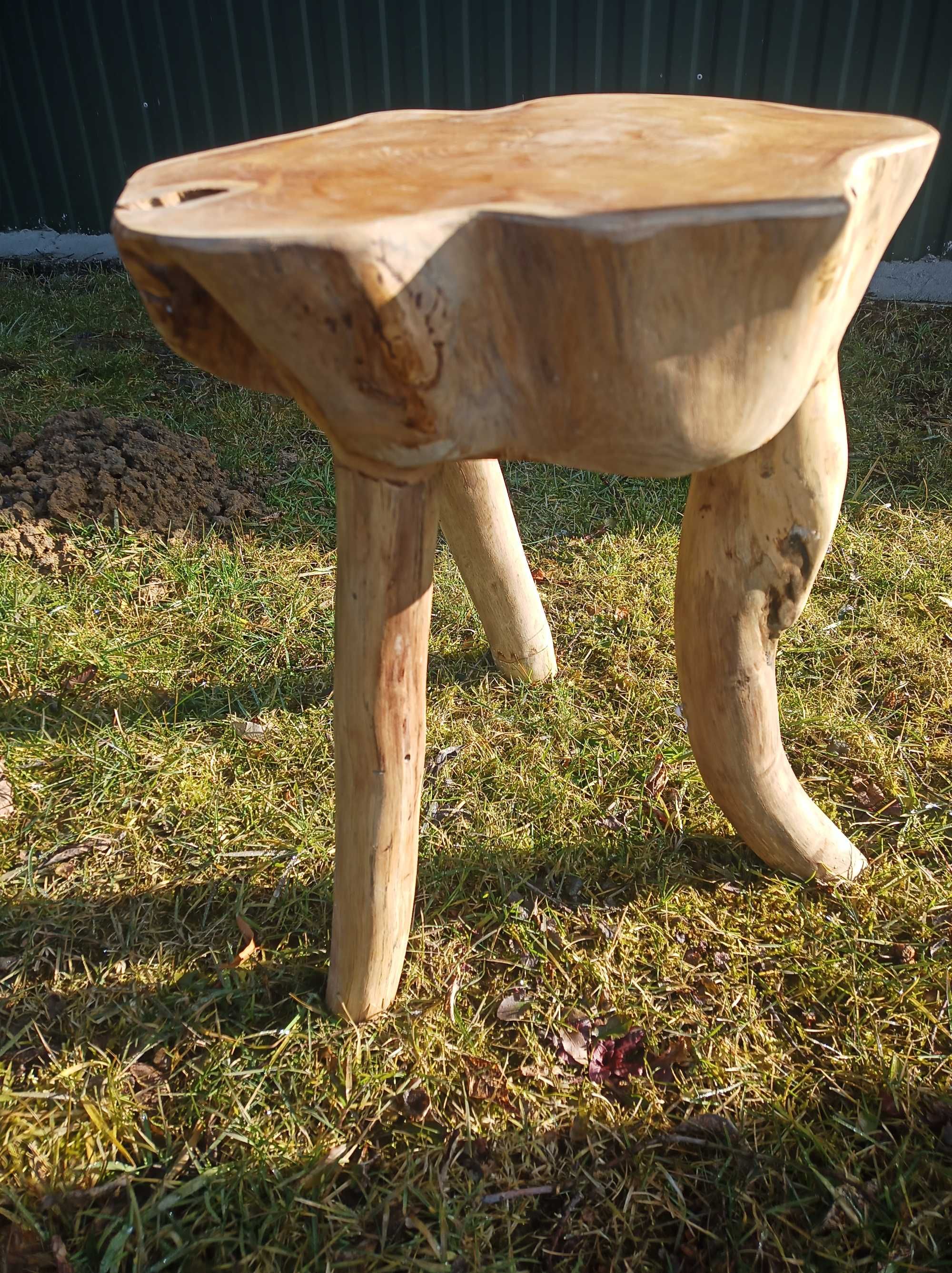 Taboret z litego, twardego drewna tekowego, 44cm stylowy stołek teak