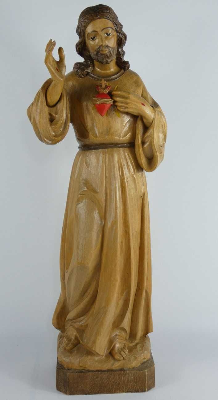 Figura rzeźba Jezus Chrystus Serce Jezusa drewno 62 cm