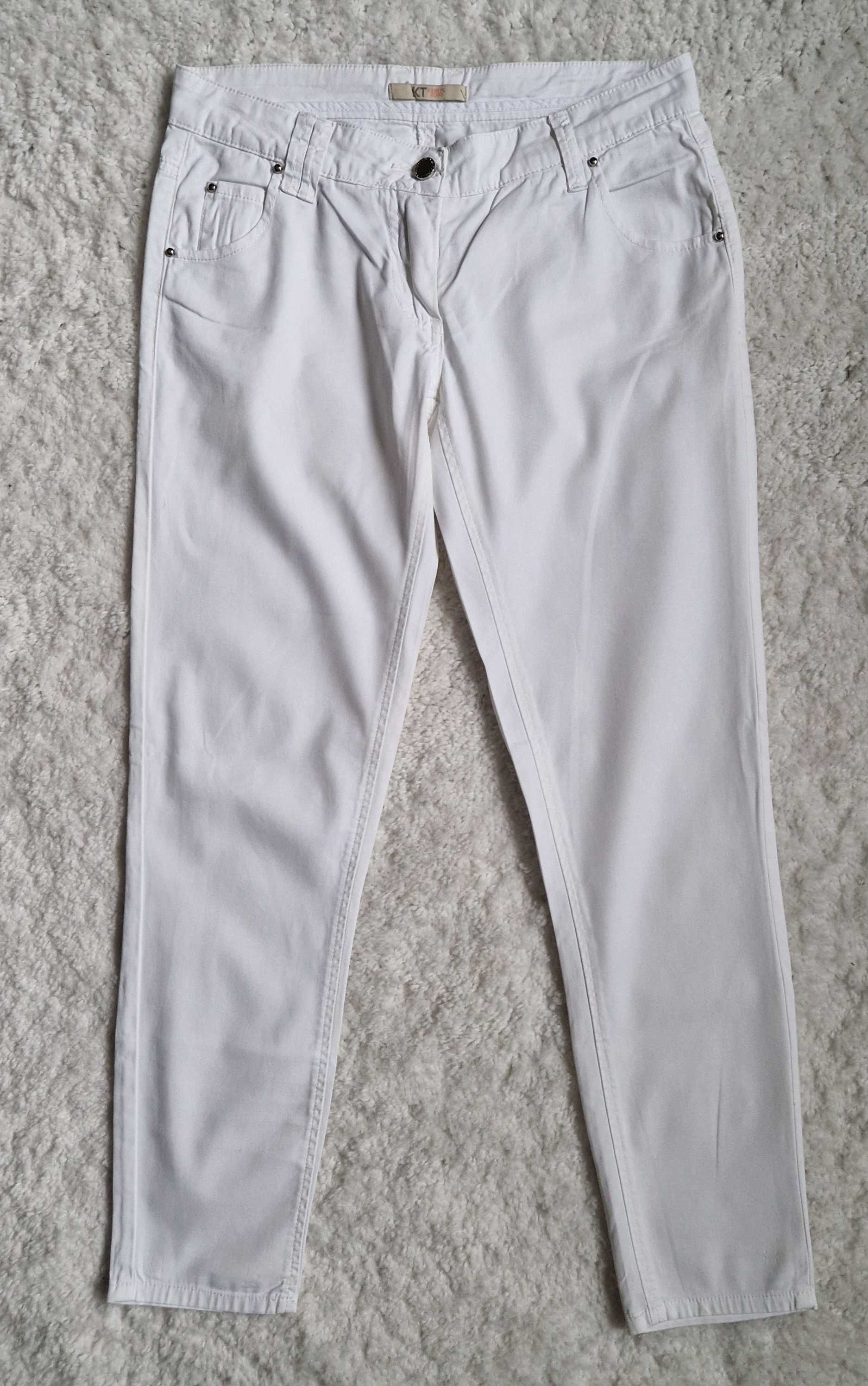Biale klasyczne spodnie damskie do kostek KASHITU JEANS r. 38