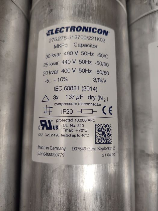 Bateria kondensatorów 282,5kvar