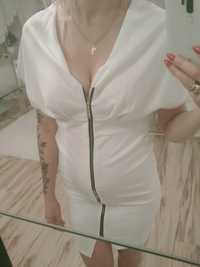 Biała sukienka na suwak S/M