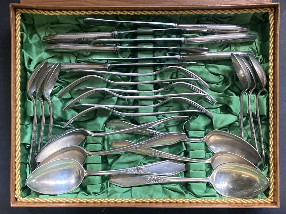 Sztućce przedwojenne art deco J. Ehrlich 24 szt