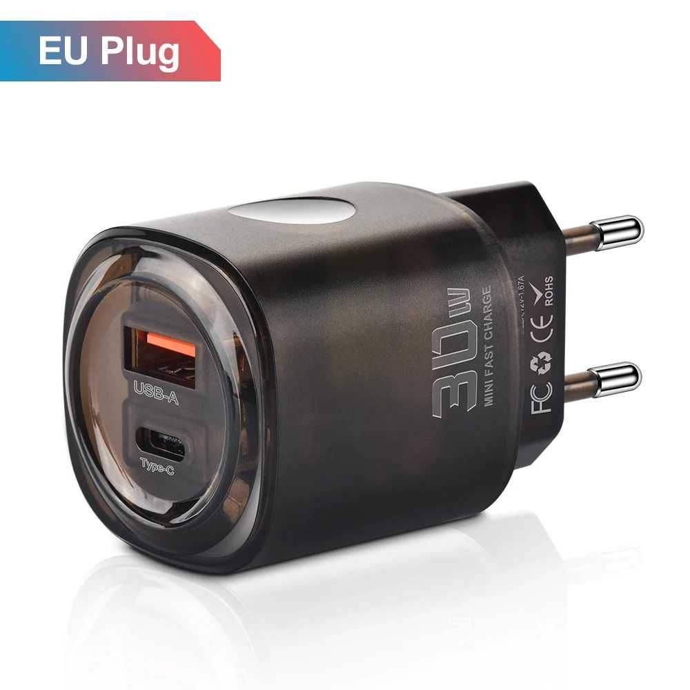 Быстрая зарядка (зарядное) для телефона 30 W с выходом USB-A и Type-C