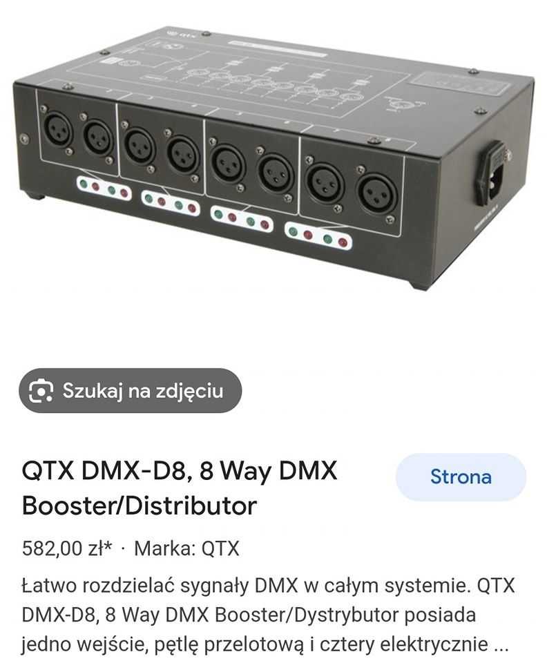 QTX DMX-D8, 8-drożny DMX Booster/Dystrybutor