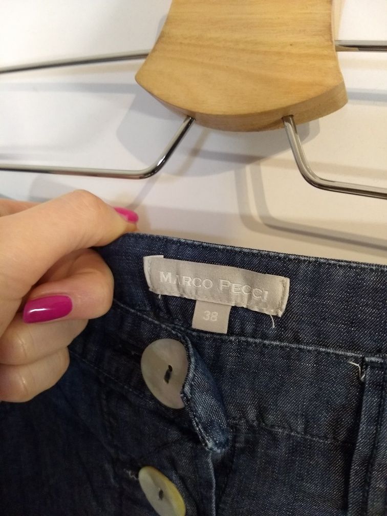 Jeansowa spódnica Marco Pecci 38/M, spódniczka midi jeans viskoza jean