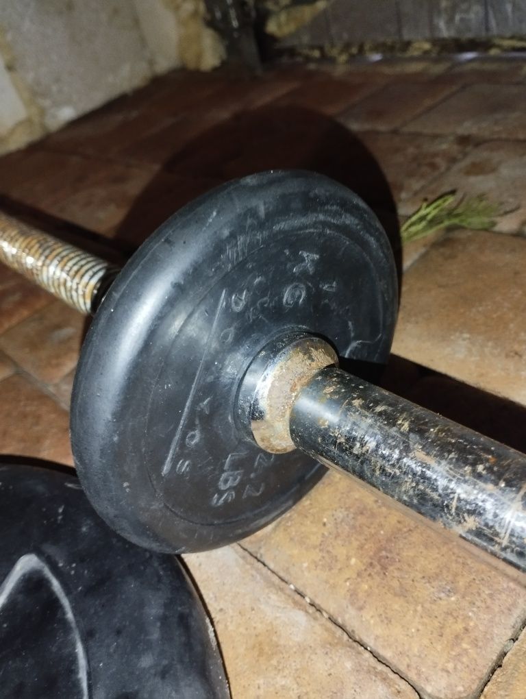 Sztanga z obciążeniem gumowanym 28mm ZESTAW 90KG
