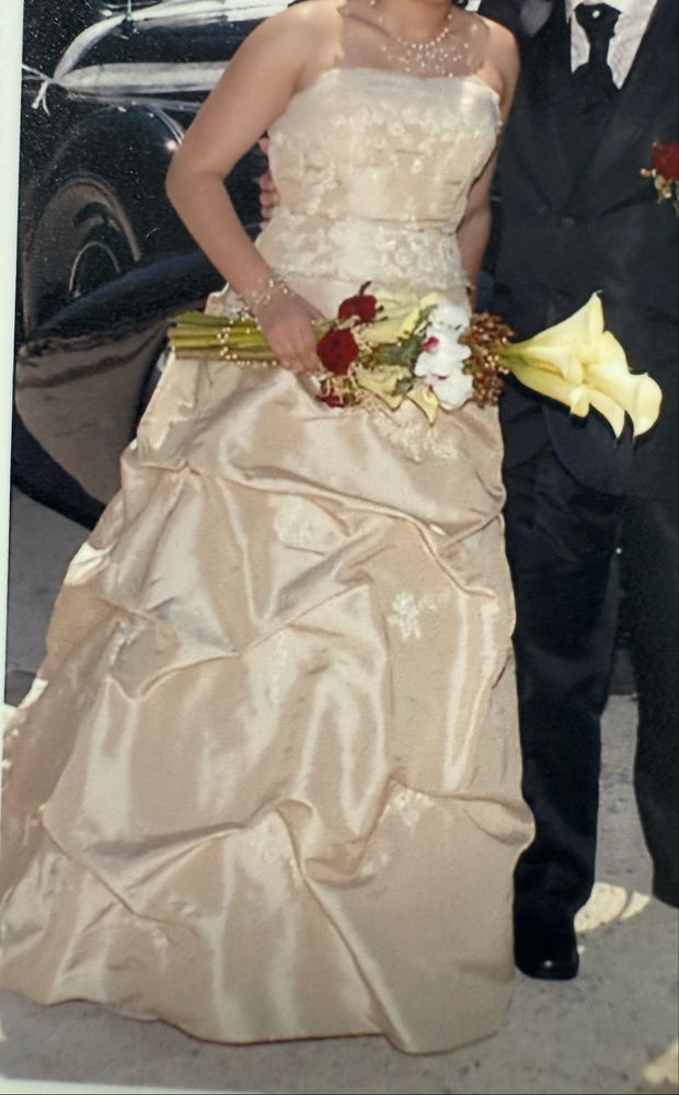Vestido de noiva dourado suave