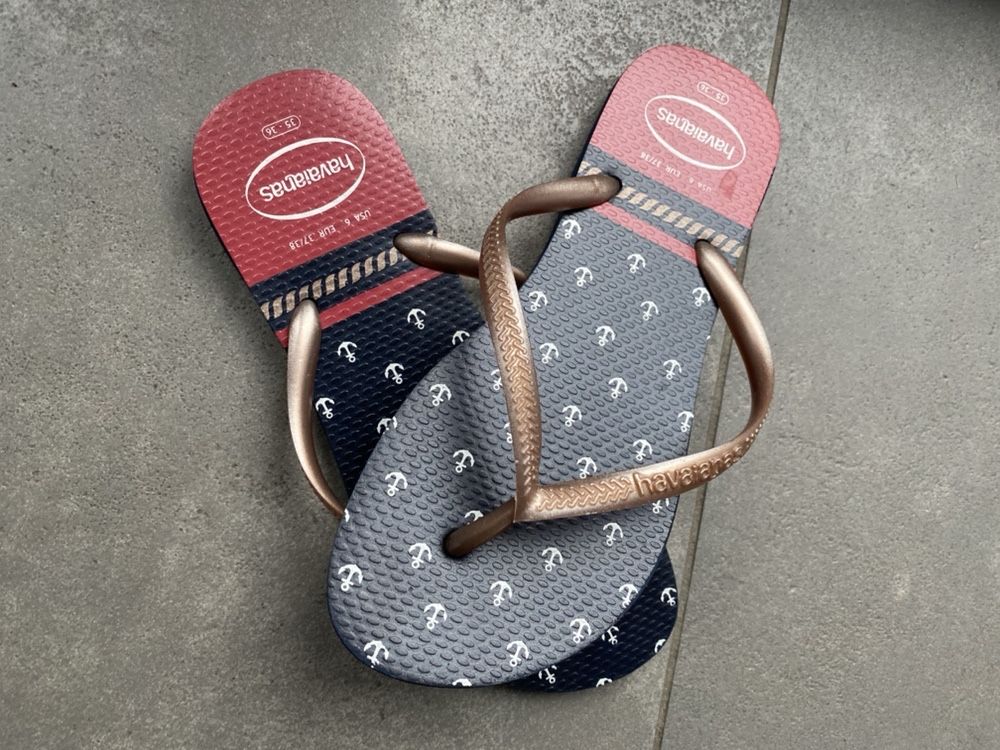 HAVAIANAS Klapki Japonki Marynarskie 35-36 Piękne Nowe