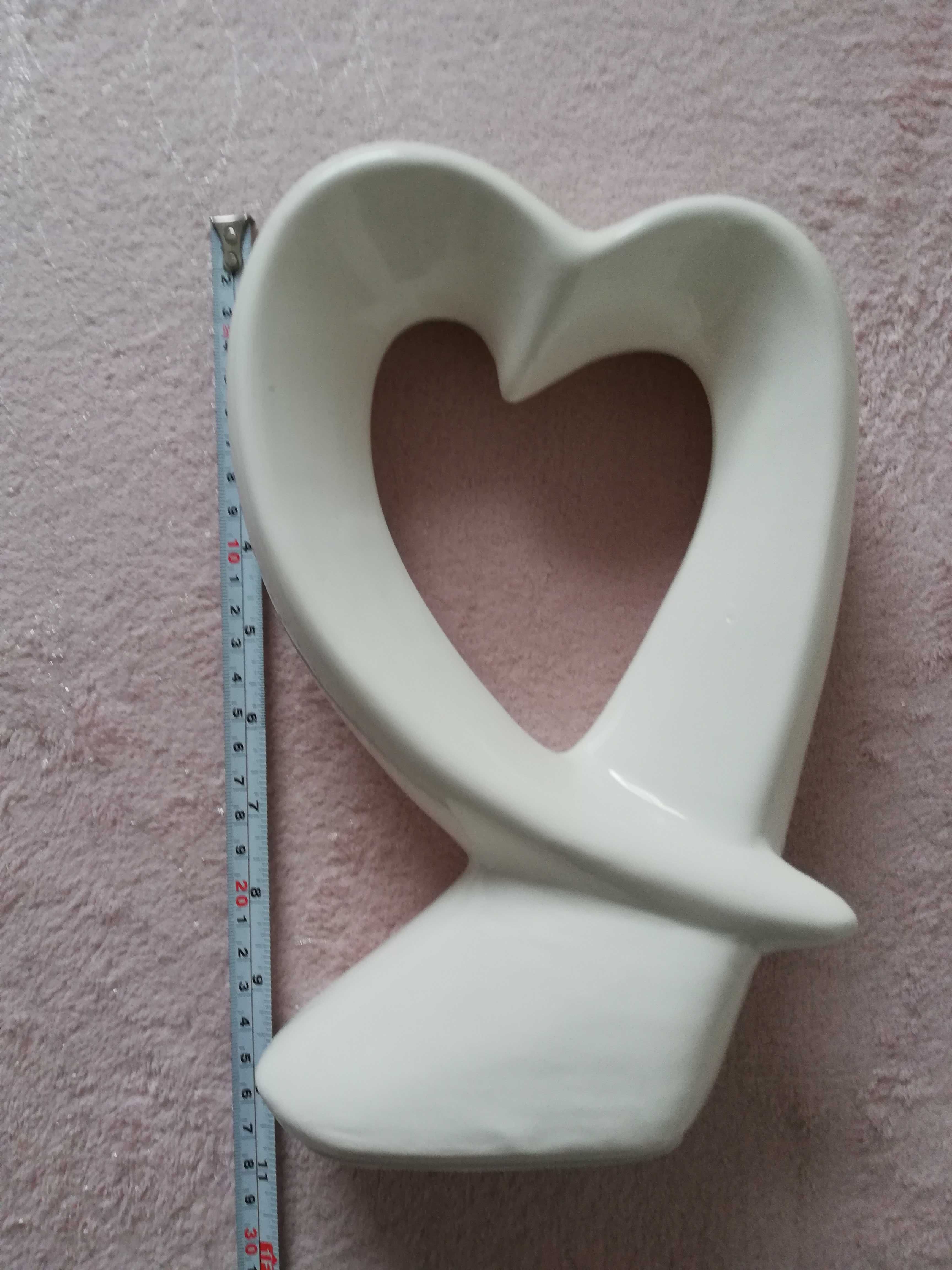 Ozdoba ceramiczna Serce, kolor biały, szkliwo