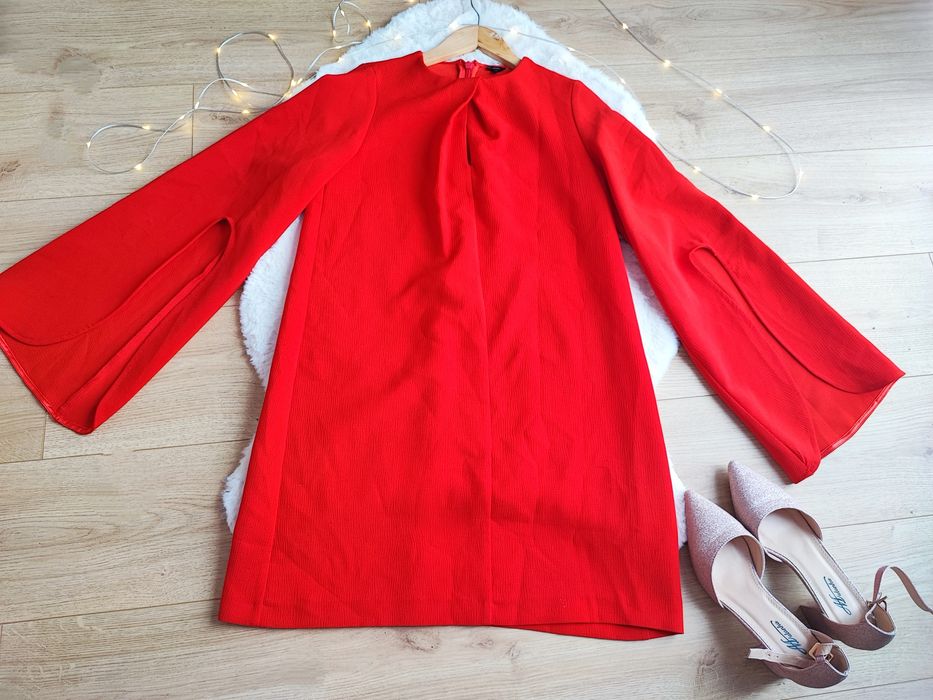 Czerwona świąteczna elegancka sukienka S36 wizytowa święta sesja