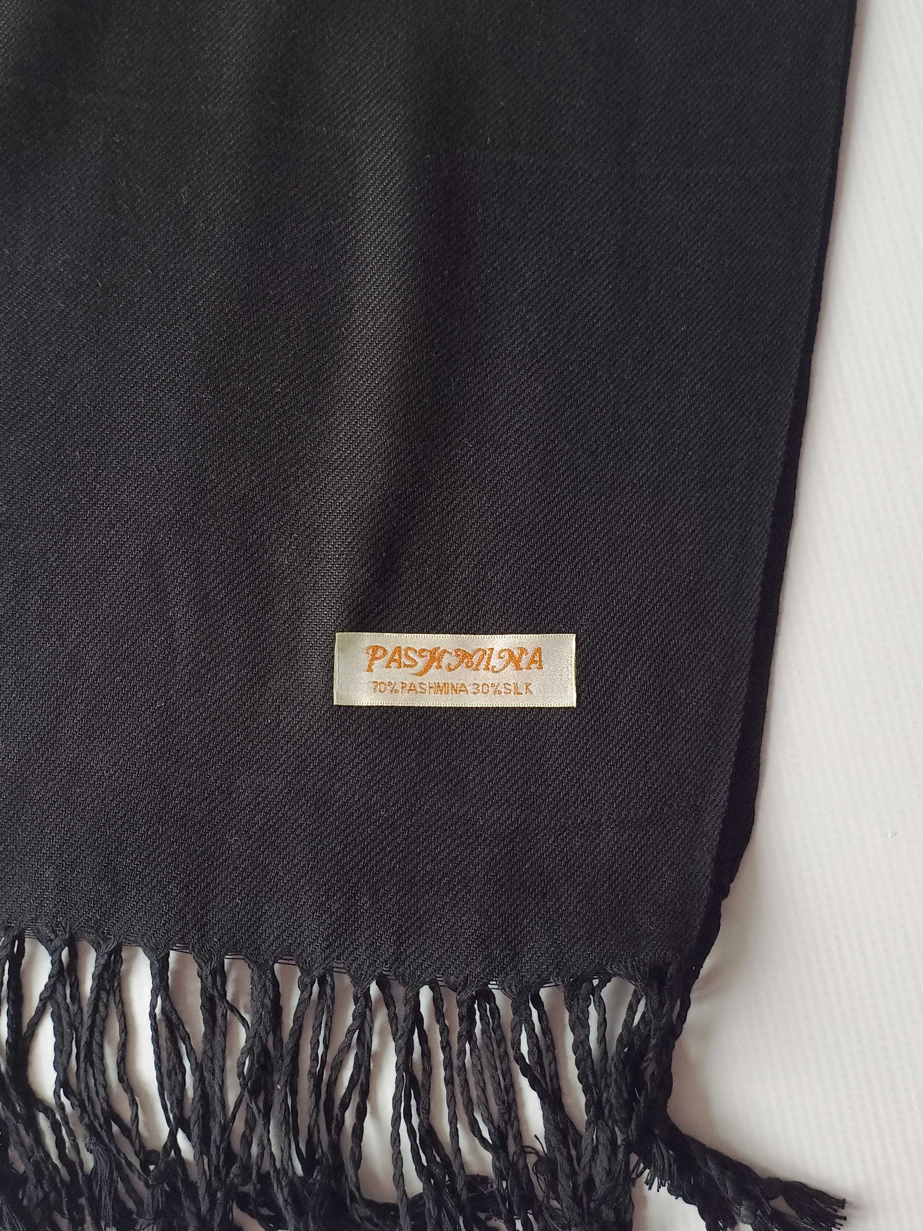 Nowy czarny szal szalik kaszmir jedwab damski Pashmina na prezent