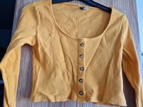 Żółty cropp top H&M