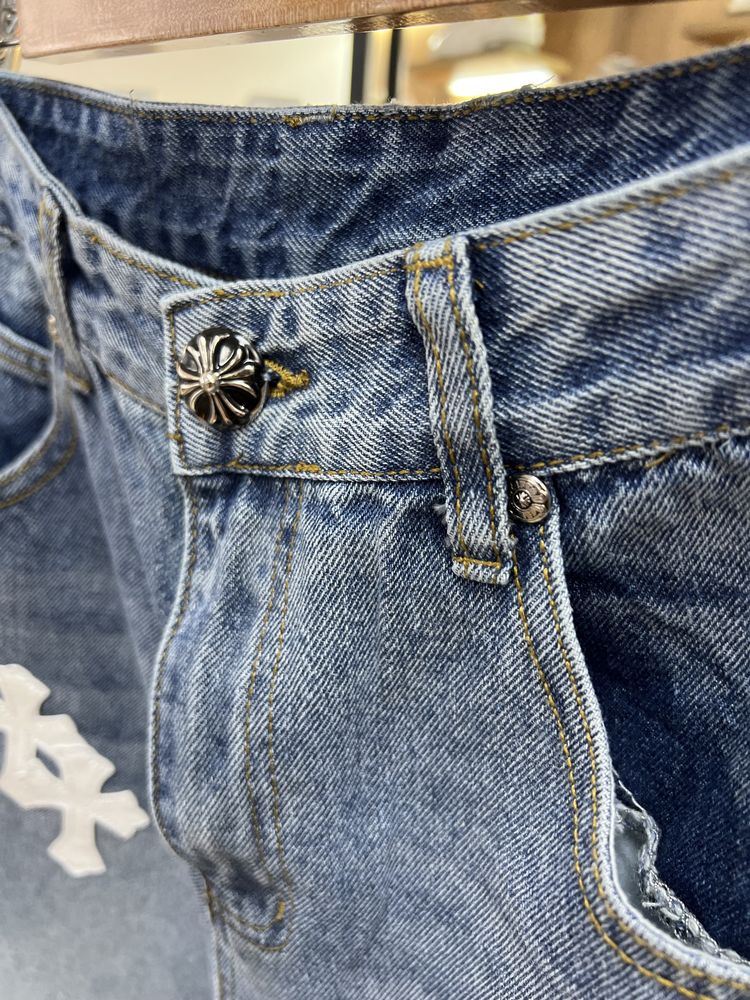 Джинси Chrome Hearts Blue / White