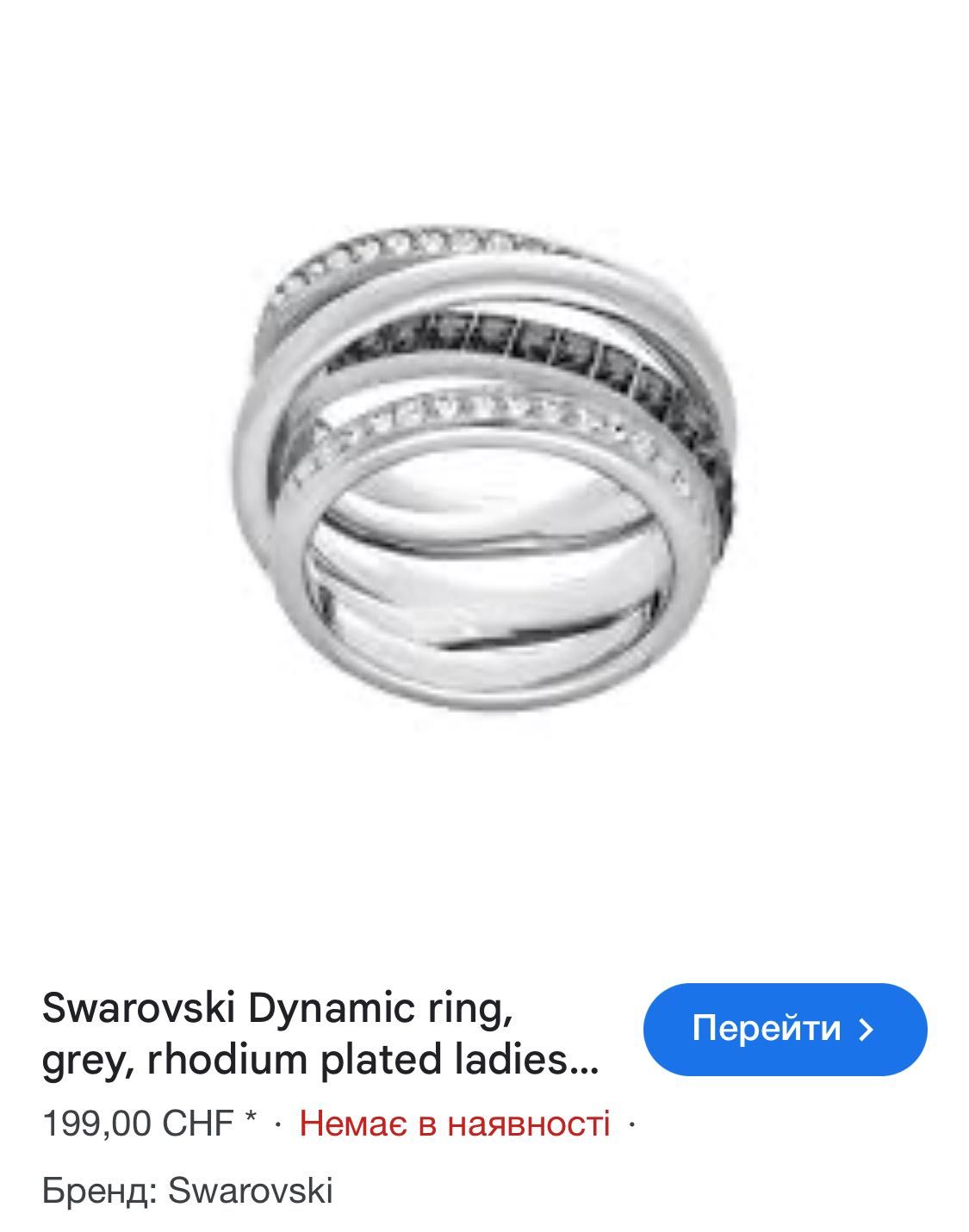 Срібне кільце swarovski dynamic