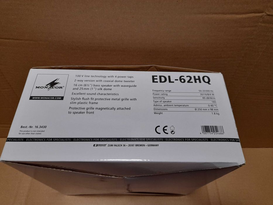 Nowy głośnik sufitowy MONACOR EDL-62HQ