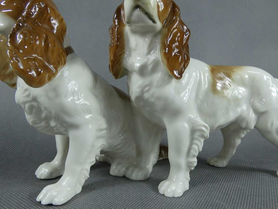 Figura porcelana Hutschenreuther dwa Cocker Spaniel pies 1970 - 1985