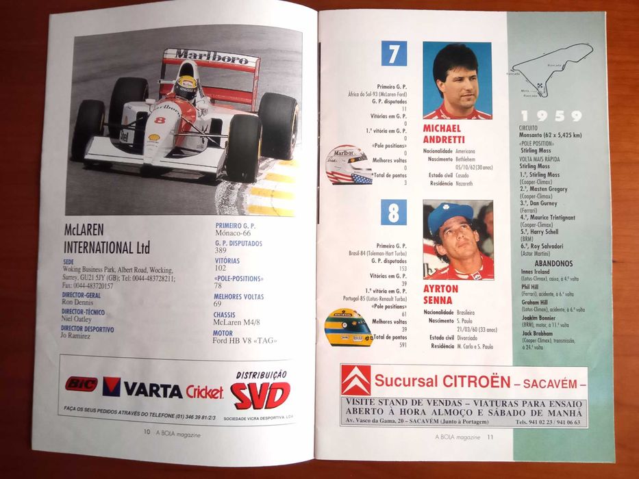 Programa do grande prémio de Portugal de fórmula 1 de 1993