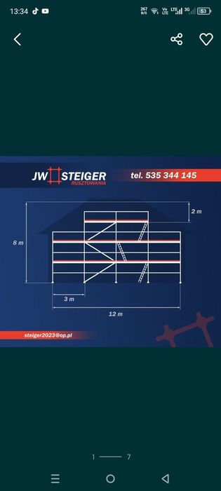 Nowe rusztowanie elewacyjne  plettac idealne na ściany szczytowe