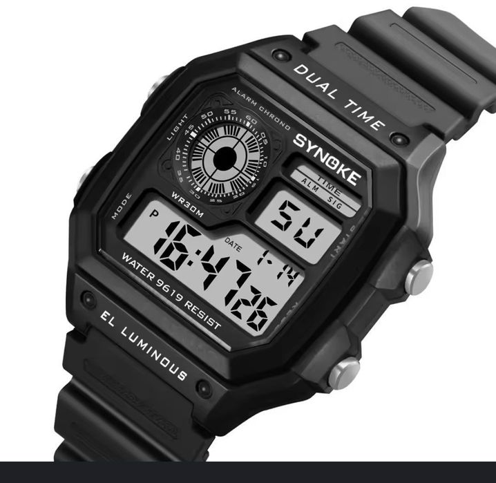 Synoke zegarek cyfrowy elektroniczny wodoodporny stoper alarm