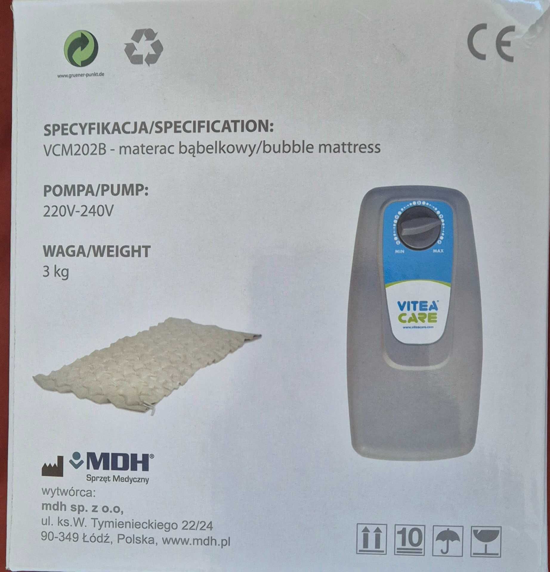 Materac przeciwodleżynowy z pompą firmy Vitea Care (Simple Bubble)