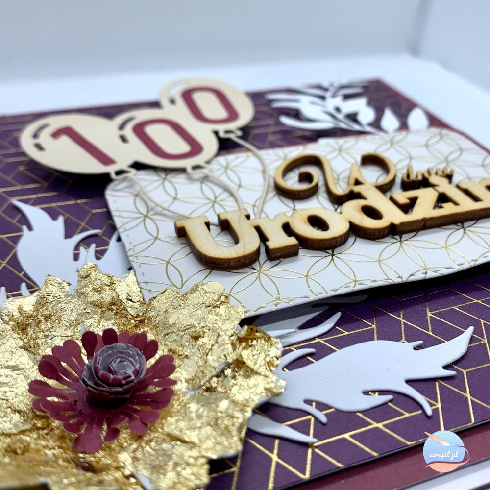 Kartka handmade z okazji 100 urodzin jubileusz dla dziadków