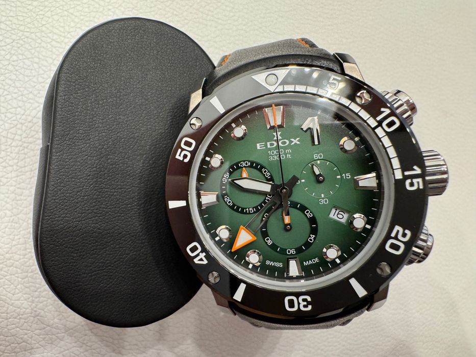 Nowy Edox Co-1 zielony, gwarancja chronograf