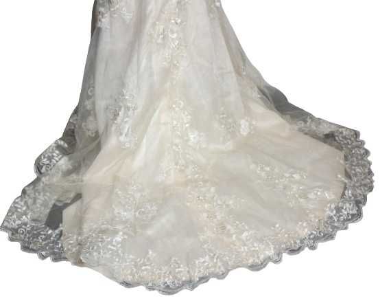 Suknia ślubna beżowa tiul S M 36 38