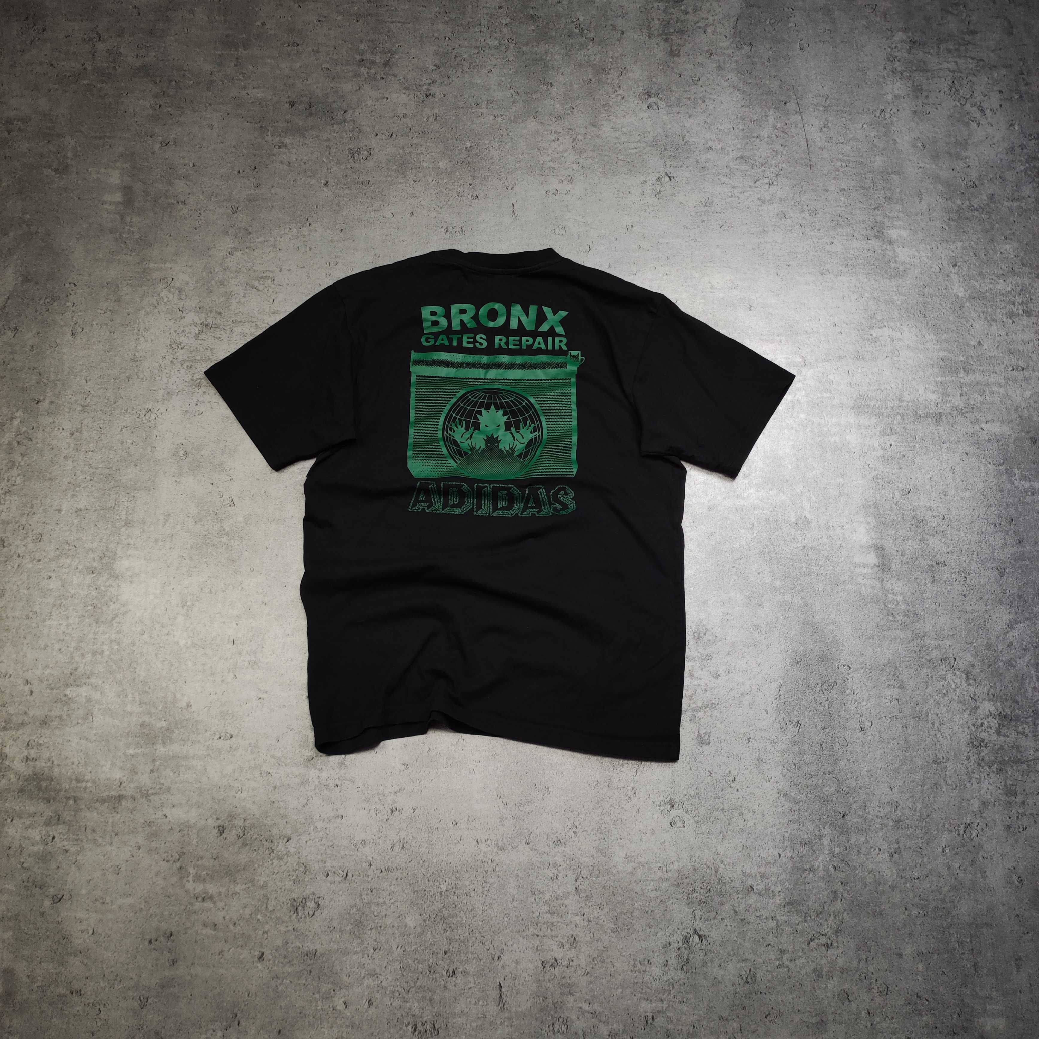 MĘSKA Koszulka Adidas Czarna Duże Logo Plecy Streetwear Nadruk Bronx