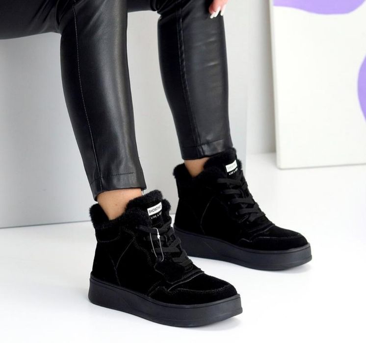 Жіночі черевики ботинки зимові замша та шкіра
