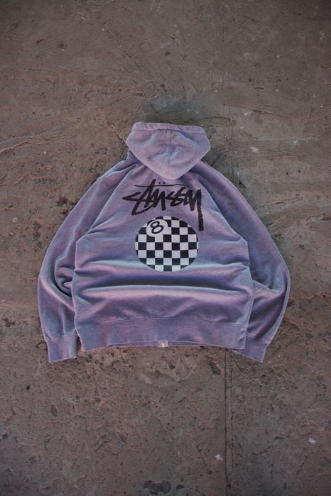 Rare Stussy 8 Ball Checker Pattern Zip Hoodie Usa