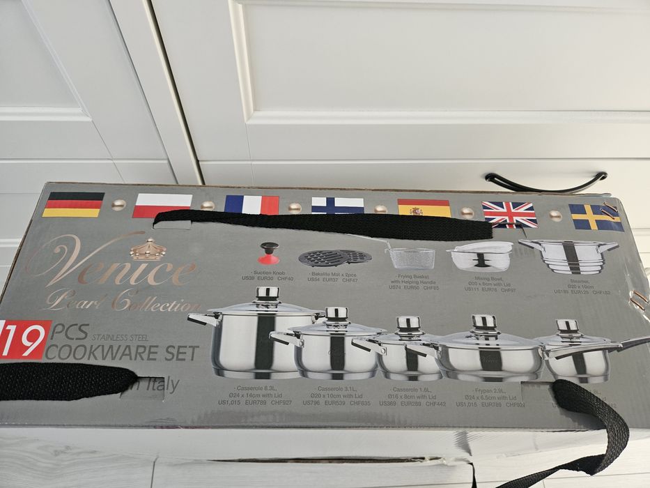 Duży zestaw garnki stal szlachetna Paul Caltier okazja