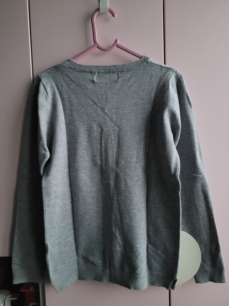 Sweterek rozpinany szary + koszula_Cool Club, r. 140