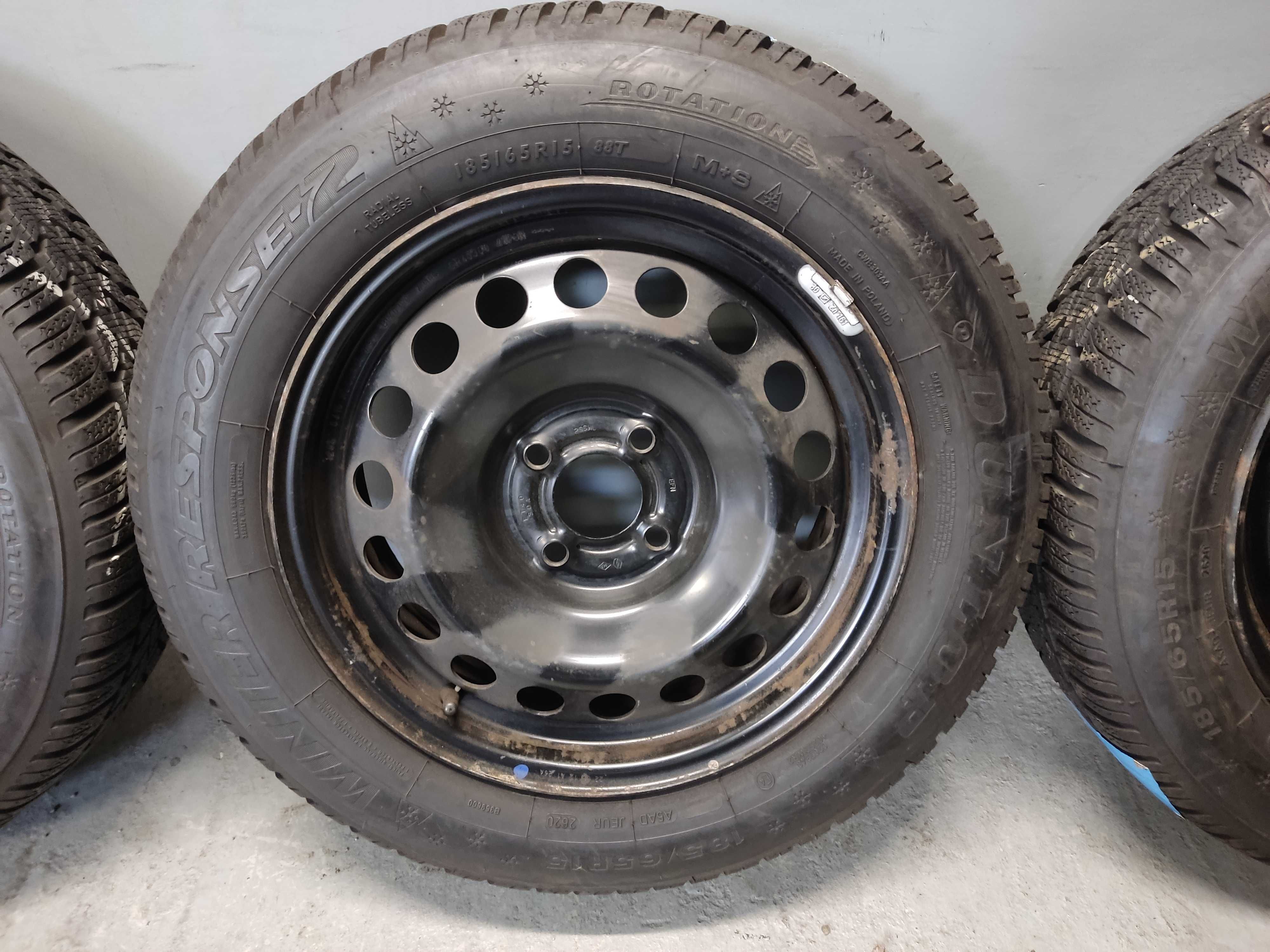 Koła stalowe 15 Renault Clio 4x100 Dacia Sandero 185/65R15 Dunlop, 20r