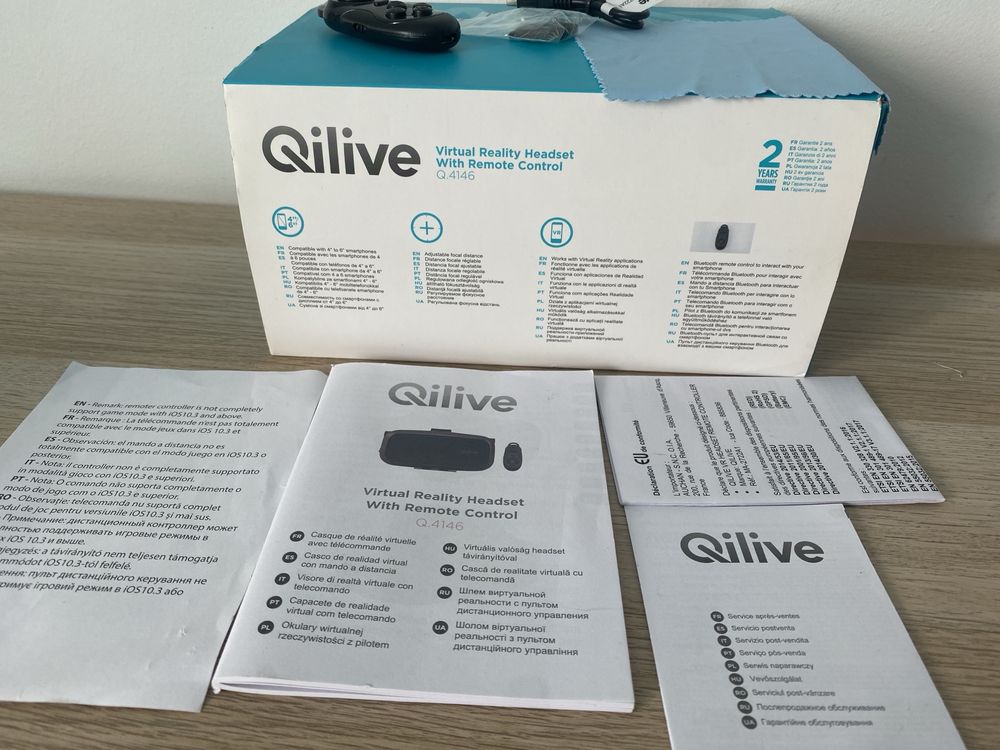 Óculos de realidade virtual com telecomando (Qilive)