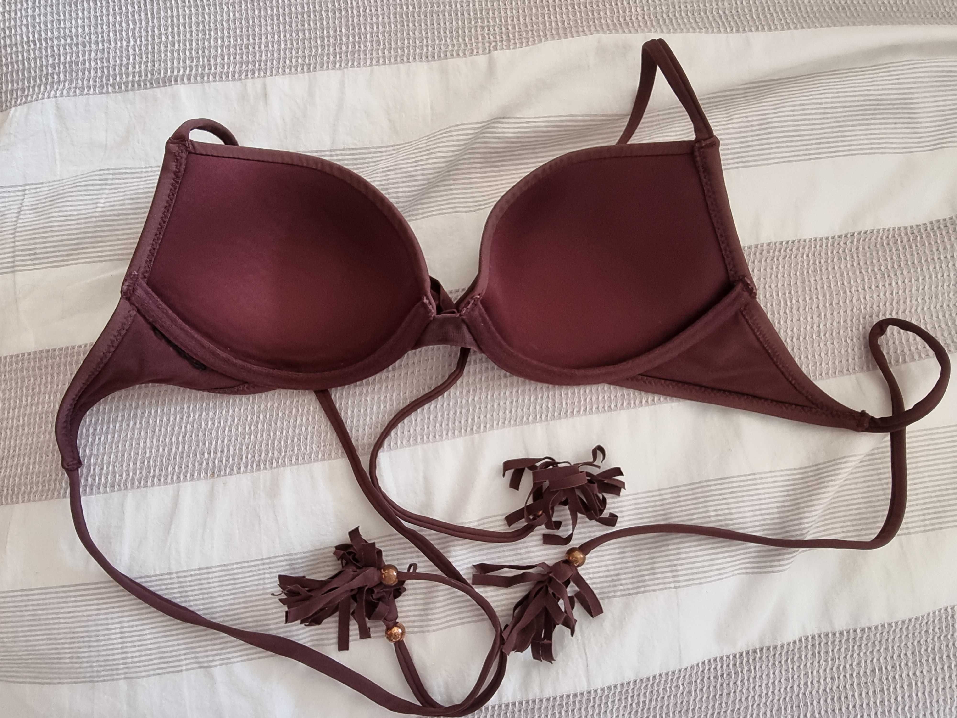 Parte de cima de bikini castanho H&M, tamanho 34A