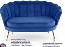 Sofa kanapa muszelka granat glamour złote nóżki