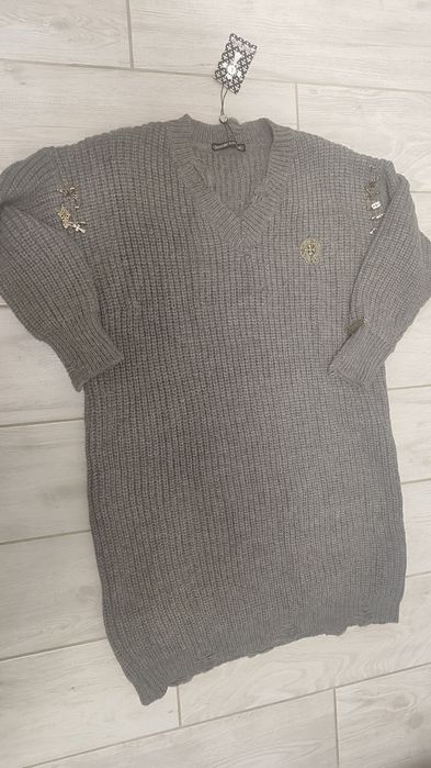 Платье туника крупная вязка кресты декор