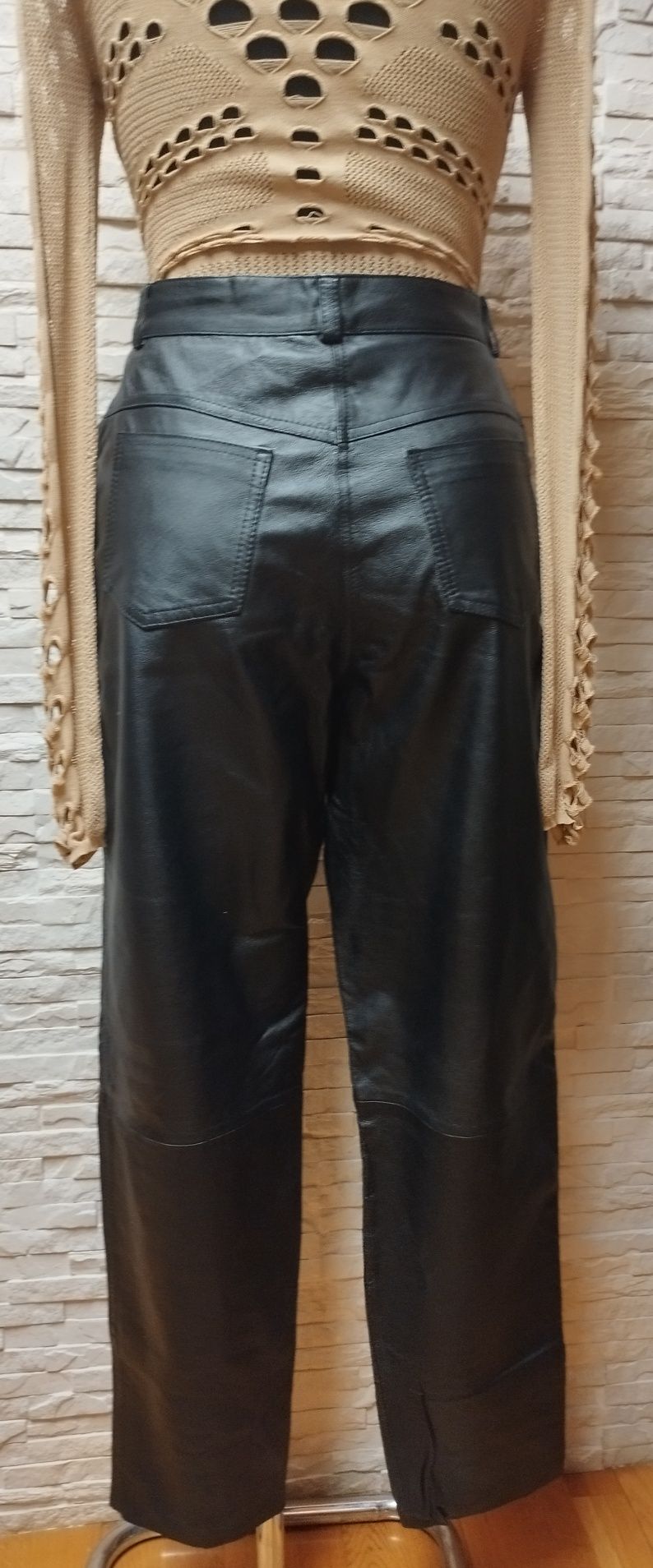 ?Spodnie skórzane, skóra naturalna, wysoki stan 36/38 S/M,mom fit