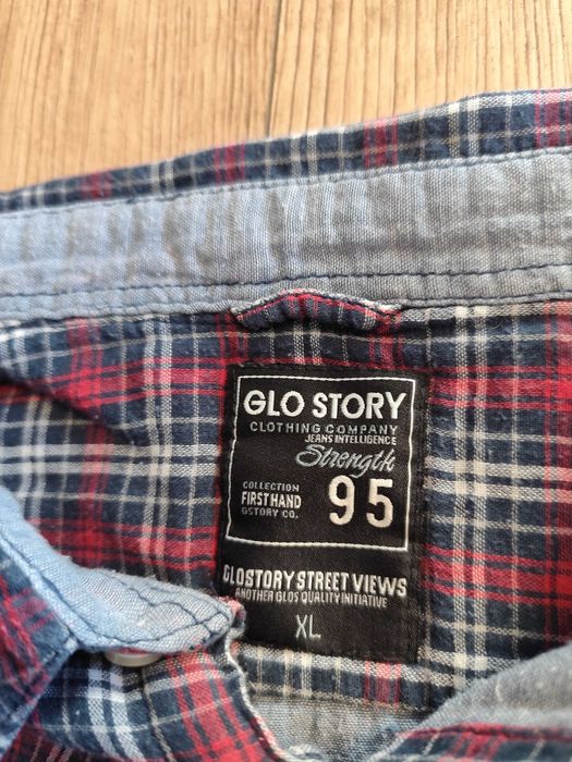 Koszula męska fioletowa w kratkę Glo-Story rozmiar XL śliwkowa koszula