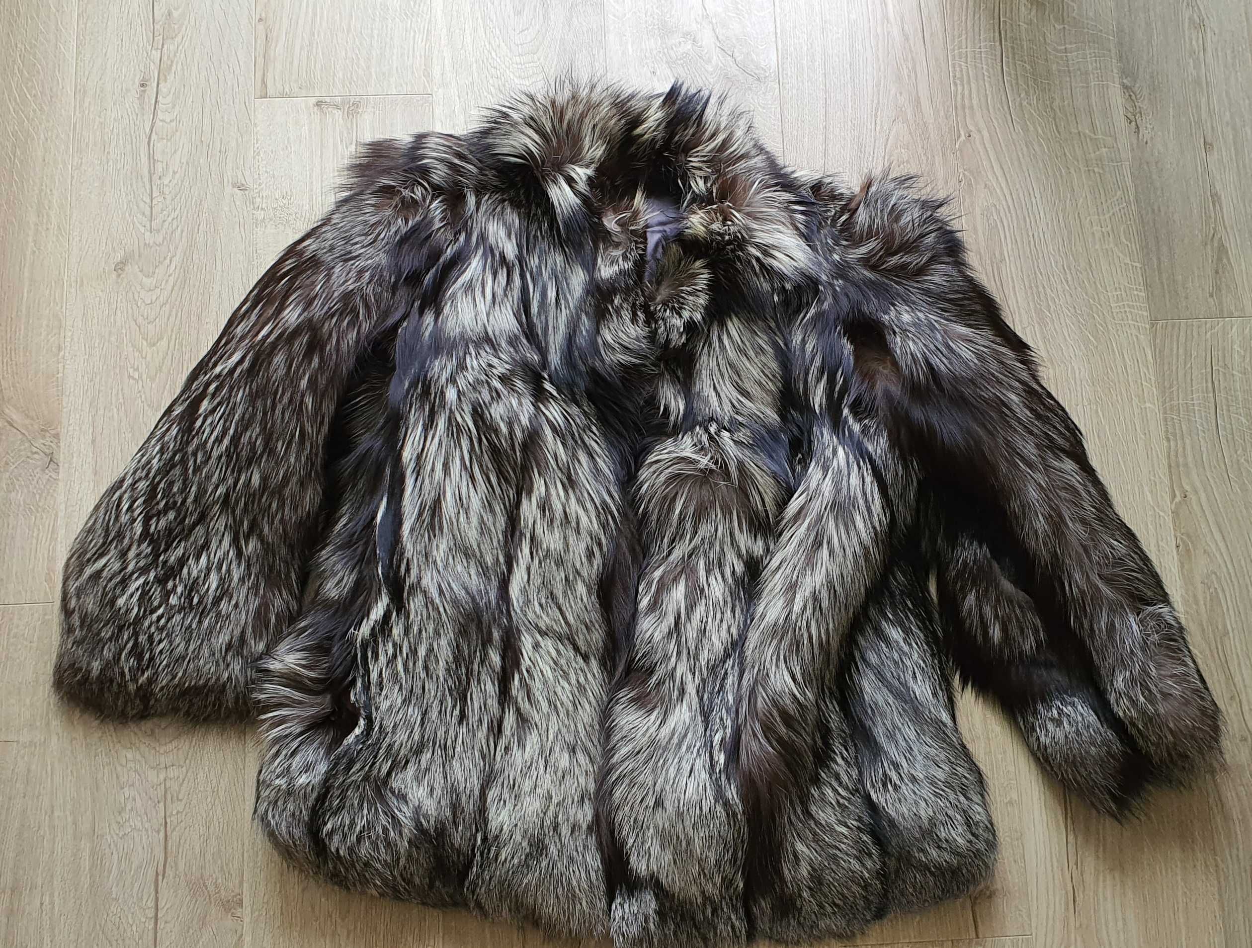 Futro z srebrnych lisów - naturalne - damskie XL/42