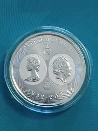Moneta srebrna kolekcjonerska - Jubileusz Królowej Elżbiety Na Tronie