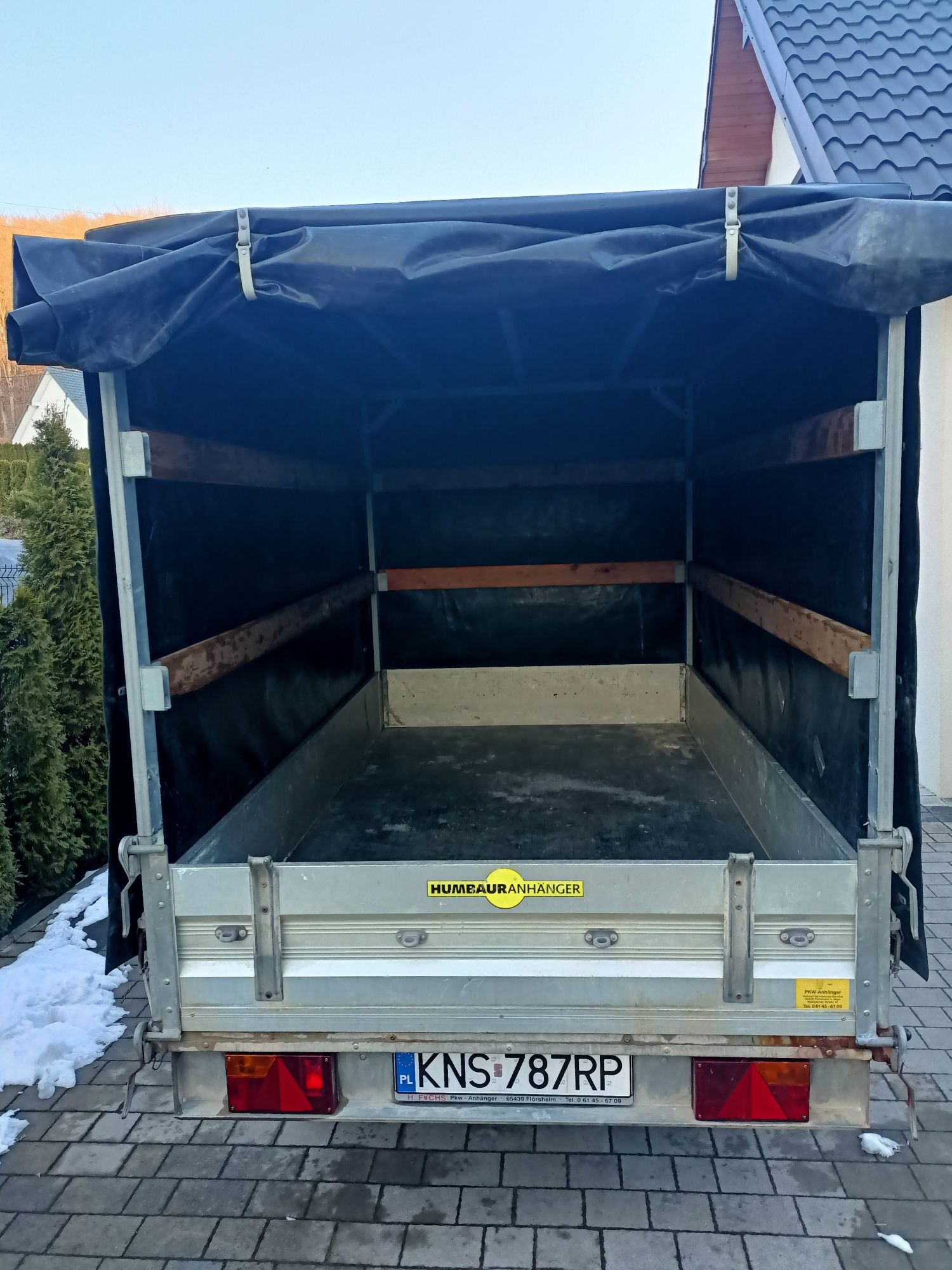 Przyczepa dwuosiowa 2,5 T z kiprem i nadstawki